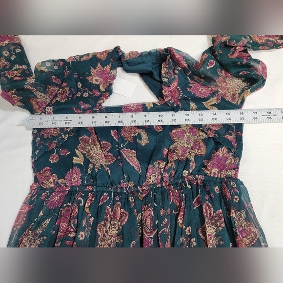 Band Of The Free Run The World Pine Paisley Empire Waist Midi Dress Size XS - Picture 4 of 13